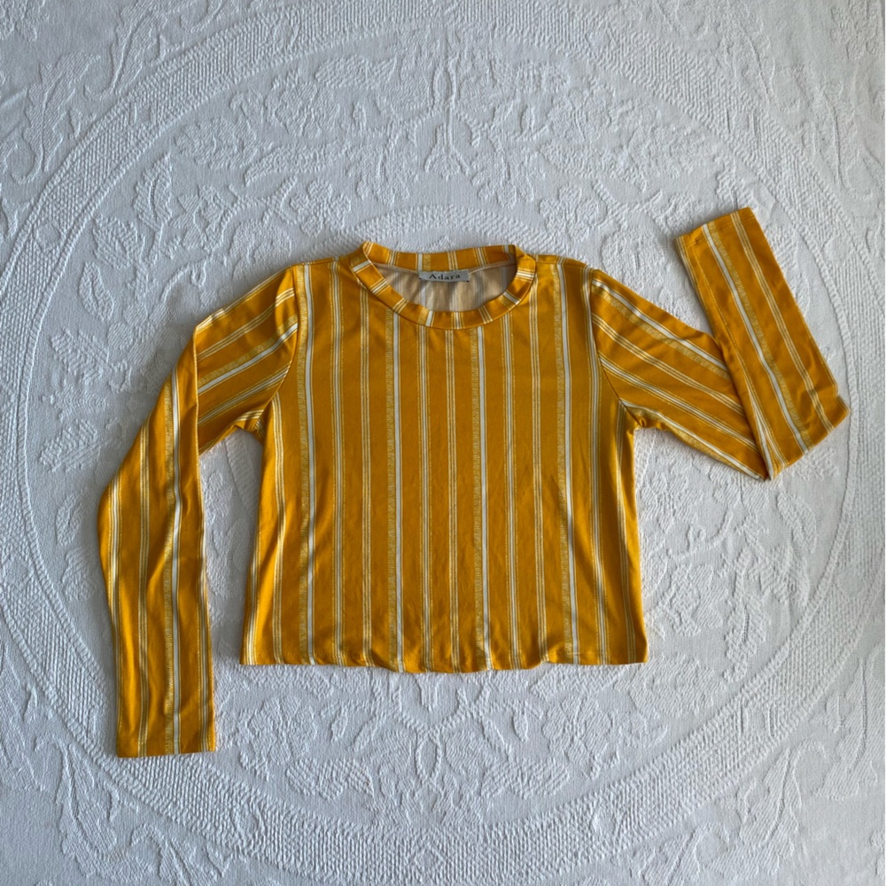 Adara Mustard Yellow Stripe Crop Top